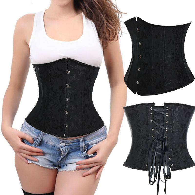 Xfileen Women\'s Waist Training Underbust Corset Lace Up Boned Jacquard Brocade Women main image 3