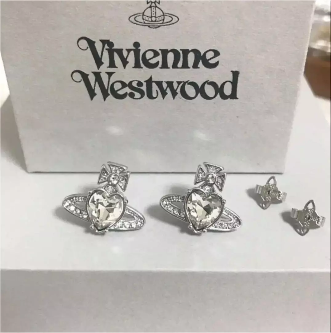 Vivienne Westwood Ariella Heart Crystal Orb Stud Earrings with box