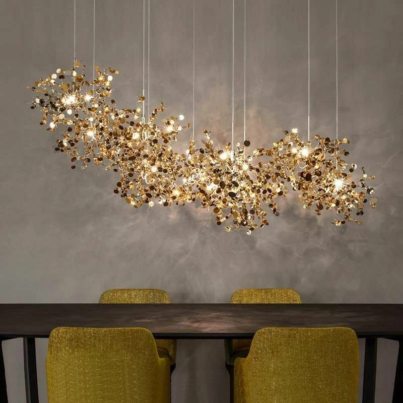 Leaf Pendant Lights Hand Made Stainless Steel Restaurant Dining Room Decorations