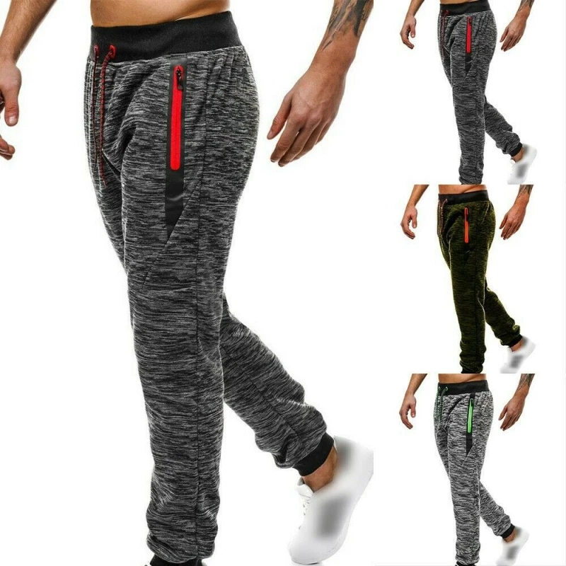 Men Trousers Jogging Pants Drawstring Elastic Waist M~3XL Pockets Sports