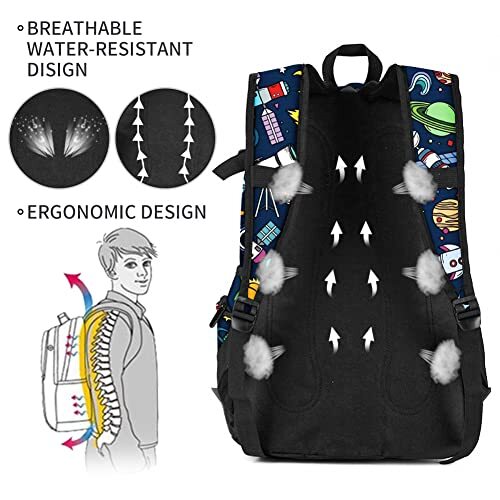 School Backpack Travel Bag for Men & Women Lightweight College Back Pack 04dm - Picture 4 of 5