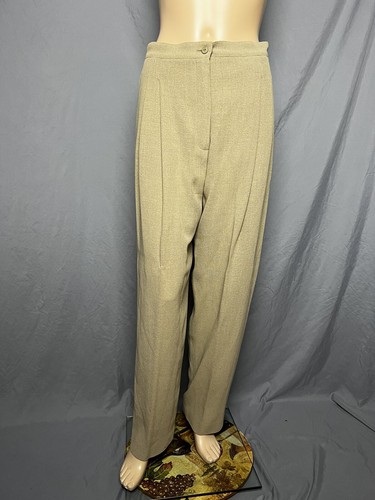 Vintage Krizia Italy Brown Pleated High Waist Wide Leg Trousers Pants Size 28