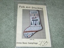 NEW ANNIE BEEZ SAMPLINGS - FOLK ART STOCKING - CROSS STITCH CHART PACK