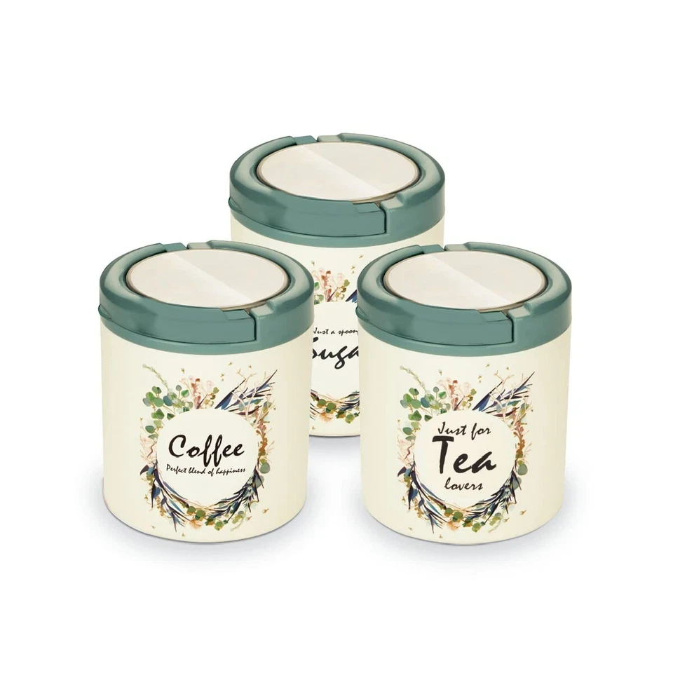 Пластиковый герметичный контейнер | без бисфенола А для сахара чая кофе | набор из 3 (серый) - Изображение 4 из 4