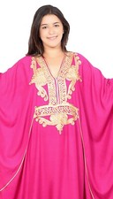 Moroccan Women Kaftan Caftans Dress Plus Size Abaya Magenta