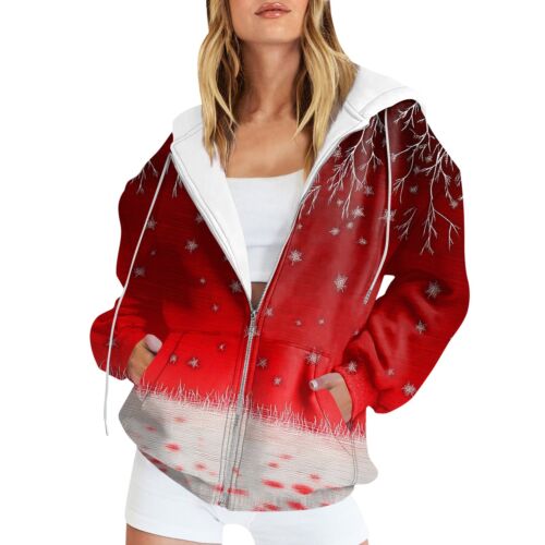 Women's Casual Fashion Printed Long Sleeve Pullover Hoodies Zipper Sweatshirts - Picture 4 of 33