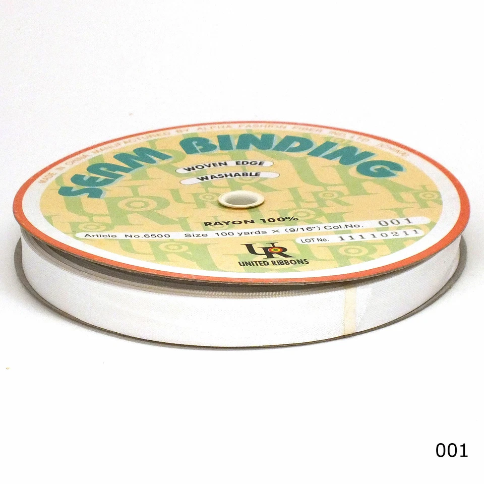 Woven Edge Seam Binding Ribbon 100% Rayon 9/16" 100 yards White #1 - Image 2 of 3