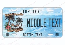 Tropical Paradise Beach Any Text Personalized License Metal Plate Auto ATV Bike