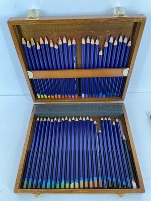 Derwent Inktense Fine Art Pencils Set 48 Colors in Wooden Box Drawing Supplies