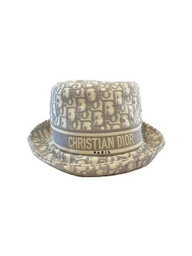 Chapeau Christian Dior seau oblique taille : 57 coton gris motif total occasion
