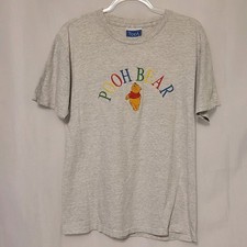 VTG Pooh By Disney Embroidered Light Heathered Gray T Shirt Adult M USA Made