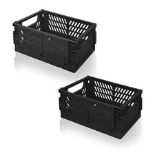 2 Pack Mini Foldable Small Plastic Baskets for Organizing and Storage Collaps...
