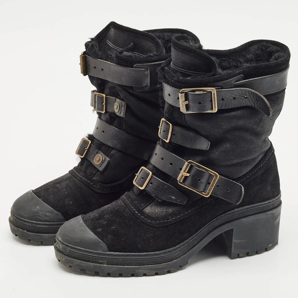 Burberry Botas de Combate Aviador Dukes Cuero Negro y Gamuza Talla 39 Foto 2 de 4
