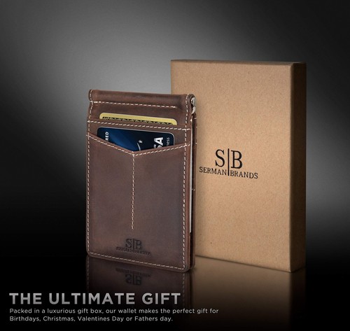 RFID Blocking Wallet Slim Bifold - Genuine Leather Minimalist Front Pocket Wa... - Picture 6 of 6