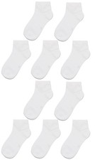 Boys Girls Low Cut Sock White Color Ankle Socks School Kids 10 Pack