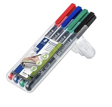 Staedtler 318 WP4 Lumocolor Permanent Universal Fine Tip 4 pack Assorted Colors