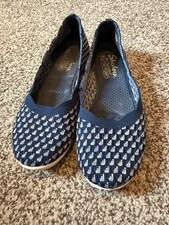 Skechers Cleo Sport Blue Confetti Sky Slip On Comfort Flat Sneakers Women s 9.5