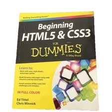 Beginning HTML5 and CSS3 for Dummies by Minnick and Tittel (2013, Paperback) (a)
