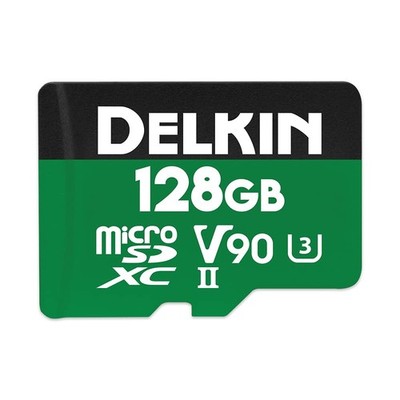Delkin Devices 128GB Power Micro SD Card UHS-II (U3/V90) - 300MB/s Green 