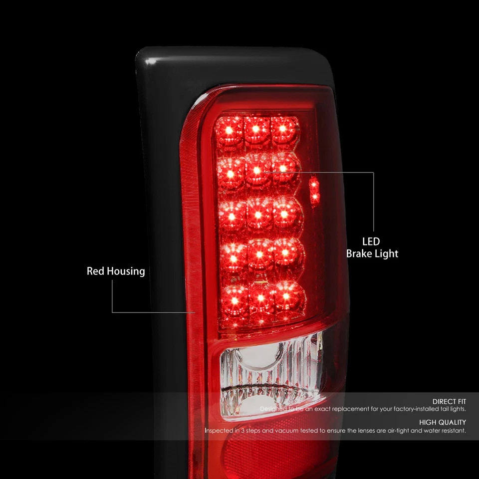 CARCASA CROMADA LUZ TRASERA LED ROJA + 3ª LÁMPARA FRENO PARA 94-02 DODGE RAM 1500-3500 Foto 4 de 4