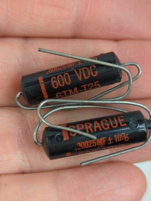 Lot of 2 NOS Sprague Black Beauty .00025 MF 600v Capacitor Treble Bleed 6TM-T25