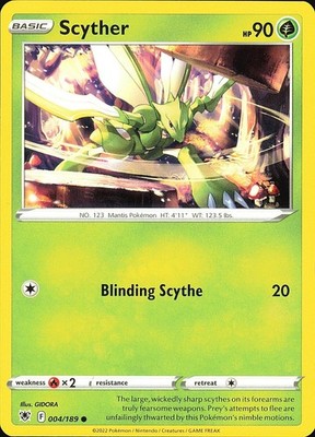 Scyther (004) 004/189 SWSH10: Astral Radiance Grass Common LP