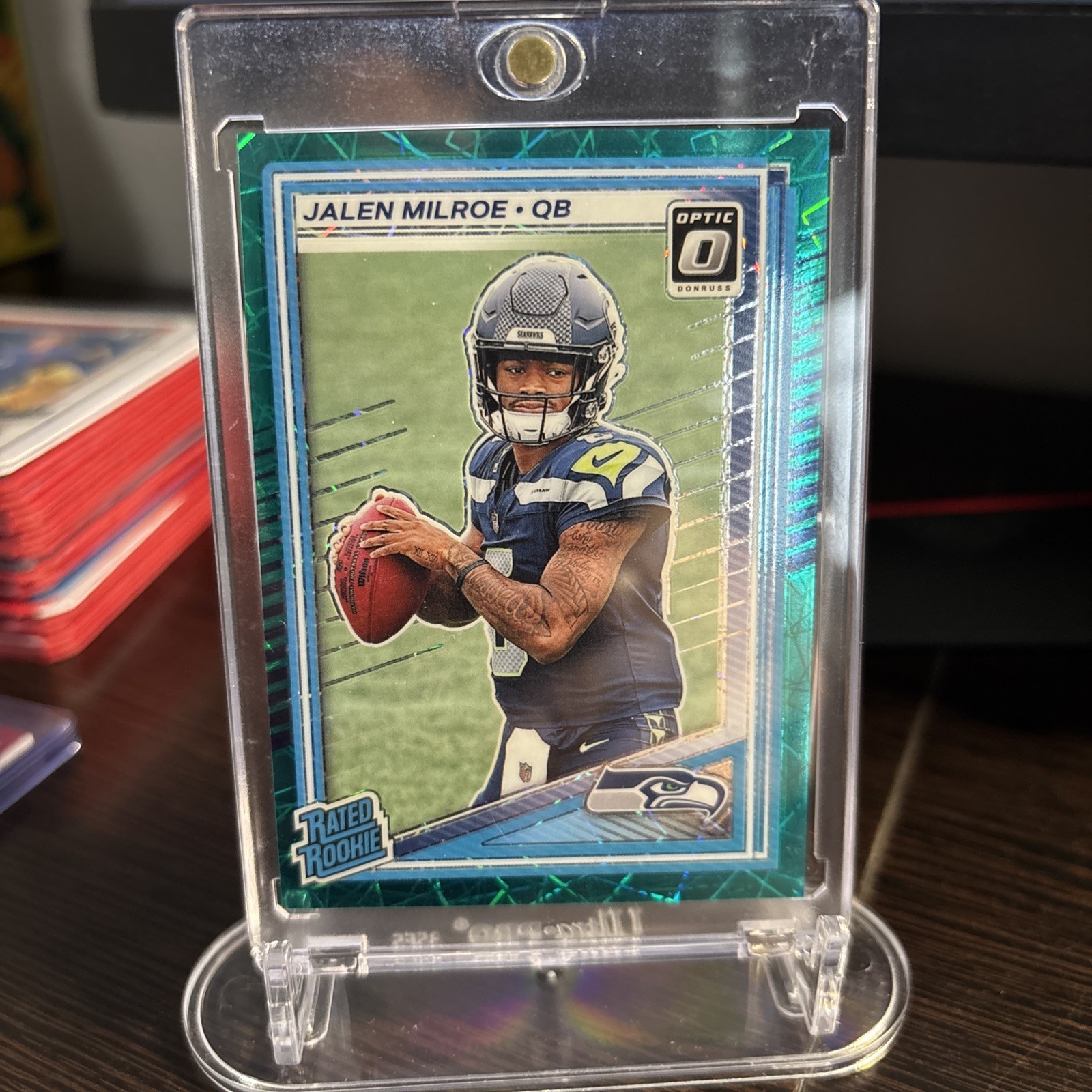 2025 OPTIC Football Jalen Milroe Teal Velocity #253 Seattle Seahawks