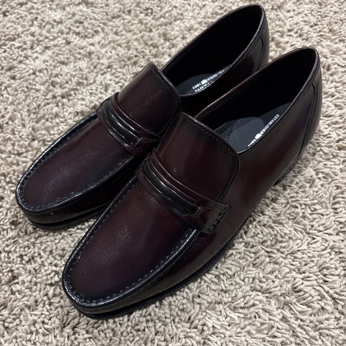 Men’s size 8 Florsheim como black cherry leather dressy slip on loafers​ Florsheim Loafers Shoes Used Mens 10.5 D Used Como Leather  main image 3