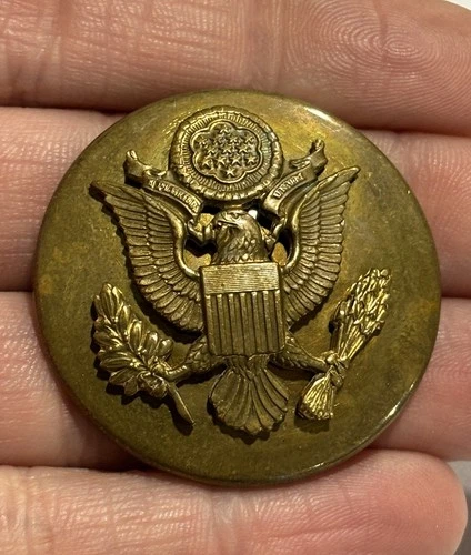 WWII WW2 Era US Army Officers Hat Cap Badge Military Screw Back Pin