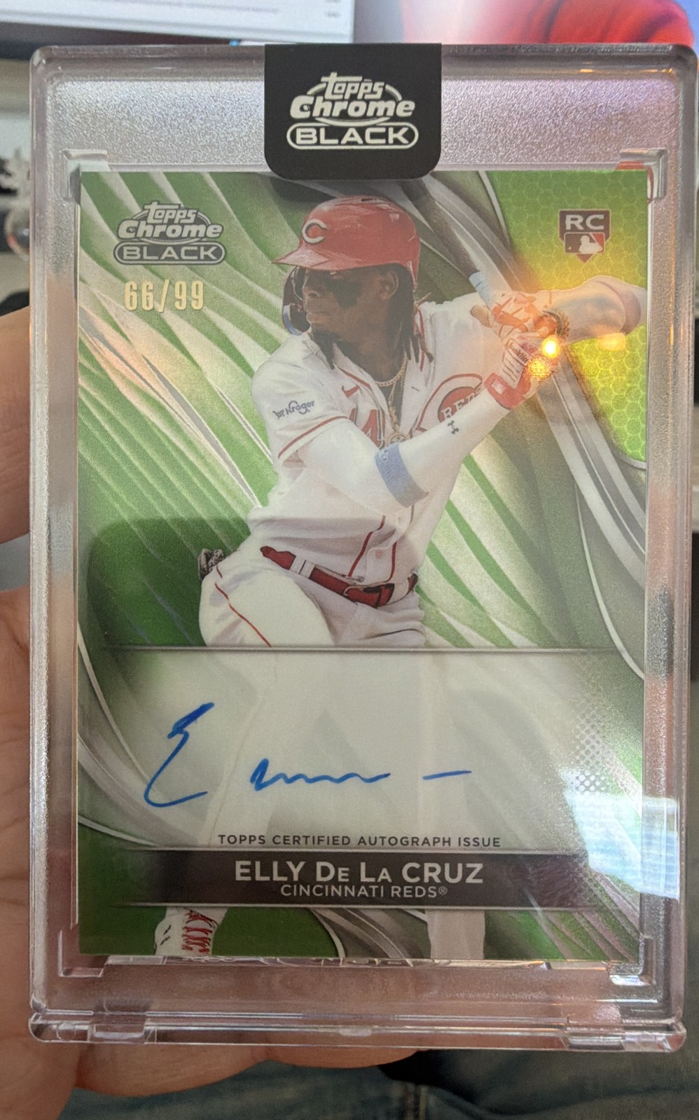 2024 Topps Chrome Black-Auto Elly De La Cruz #CBA-ED Green Refractor/99 (AU, RC)