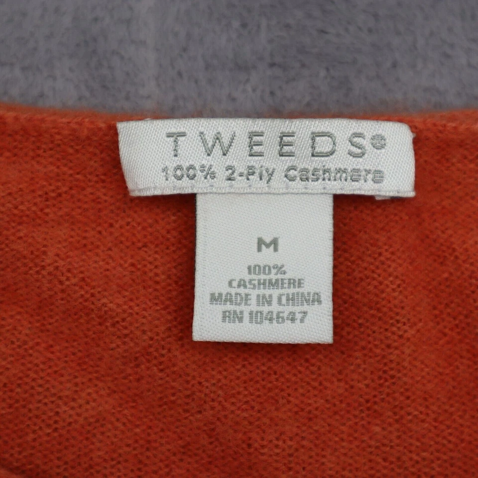 Suéter Tweeds Mujer M Naranja 2 Capas Cachemira Tejido Manga Larga Pullover Foto 2 de 4