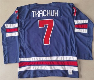 Brady #7 Tkachuk 2026 Olympics Team USA Blue Jersey | Men’s Size Large