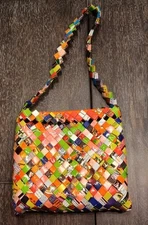MOSAIC CLUTCH SHOLDER HANDBAG PAPER CANDY WRAPPER 9.5" X 8.5" PAPER RECYCLED.