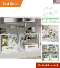 L-Shaped Under Sink Organizer - 2 Tier Slide Out Storage for Kitchen & Bathroom