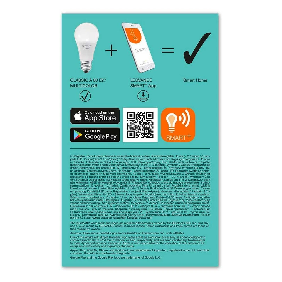 Ledvance Smart+ Birne A60 8,5W = 60W E27 matt 806lm RGBW Dimmbar Alexa Bluetooth - Bild 4 von 4