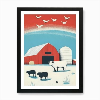 Bauernhof Tiere Kunstdruck gerahmt Wandbild Poster Leinwanddruck Bild