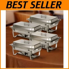Catering Chafer 4 Pack - Stainless Steel Buffet Food Warmers