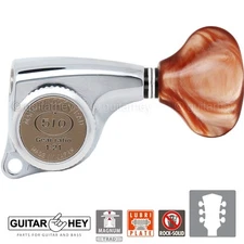 NEW Gotoh SGL510Z-CL5 MGT Locking Tuning Keys, 21:1 Ratio Set AMBER 3x3 - CHROME