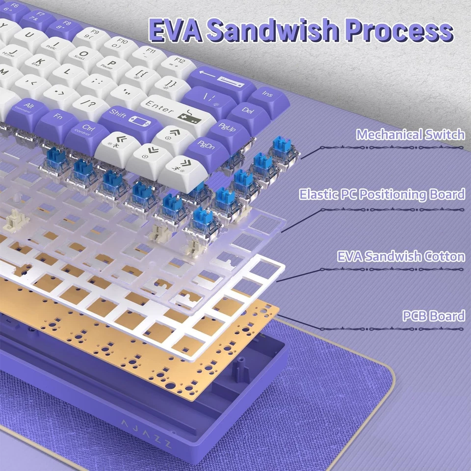 AJAZZ AK680 65% Wired Mechanical Gaming Keyboard RGB Mini Retro Hot Swappable - Image 4 of 4