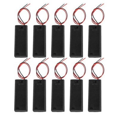 DIANN 10pcs AAA Battery Holder with Switch ON Off Case Back 2 Slots 