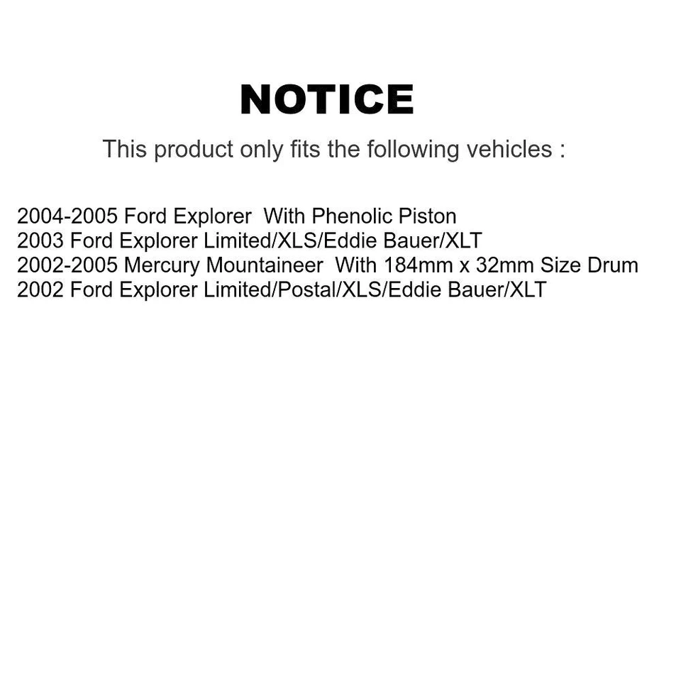 Front Brake Pads Rear Parking Shoes Kit for Mercury Mountaineer 2002-2005 oeF9 - Image 2 of 2