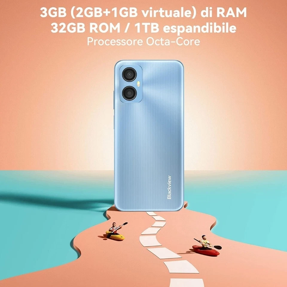 Blackview A52 Smartphone Android 12 GO con 6.52"HD+, 5180mAh, 13MP+5MP, 3GB... - Immagine 3 di 4