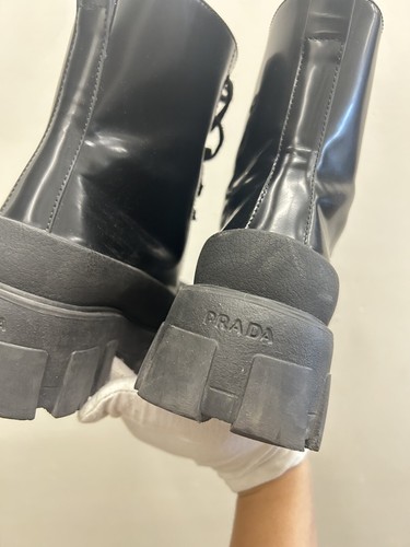 Stivali Prada Monolith in pelle e nylon suola a strappo combattimento militare leggeri 36 EU 6 US - Foto 4 di 12