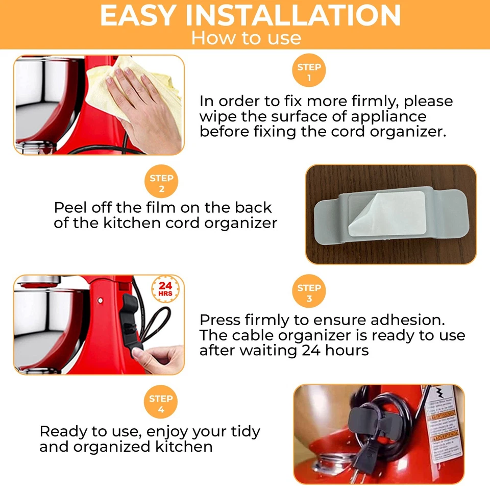 Organizador de cables enrollador de cables de 20 piezas para electrodomésticos de cocina envoltura de cables Foto 3 de 4