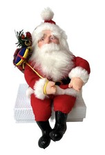 Santa Fabric Fur Shelf Sitter Holding Sack Present 1 Plus Imports 7  EUC