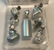 Baby's First Christmas Ornaments Set Of 7 Silver Blue