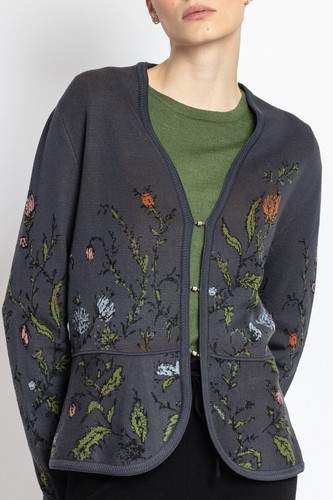 IVKO Lana Gris Antracita Cárdigan Floral Patrón 222520 - Imagen 5 de 6