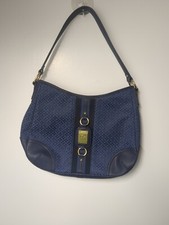 Tommy Hilfiger Hobo Shoulder Bag Logo Purse Blue, Gold Hardware