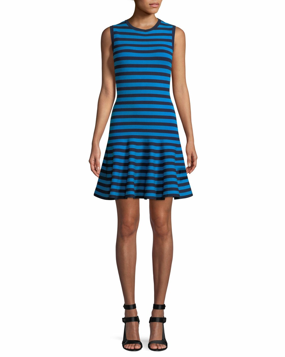 Michael Kors Collection Striped Sleeveless Flounce Dress Sz M $850