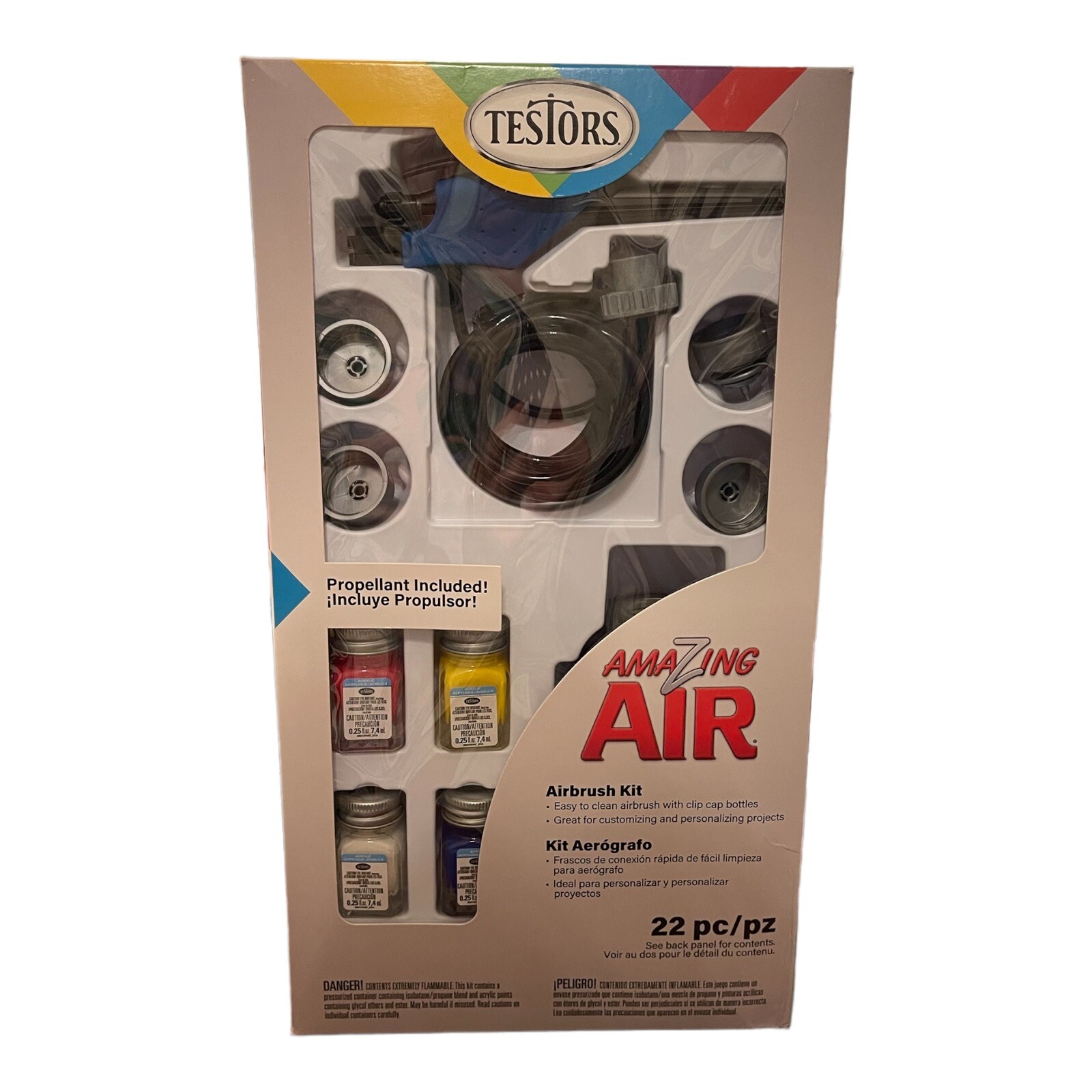 Testors 282821 Amazing Air Airbrush Acrylic Paint Kit 22pc USA Made